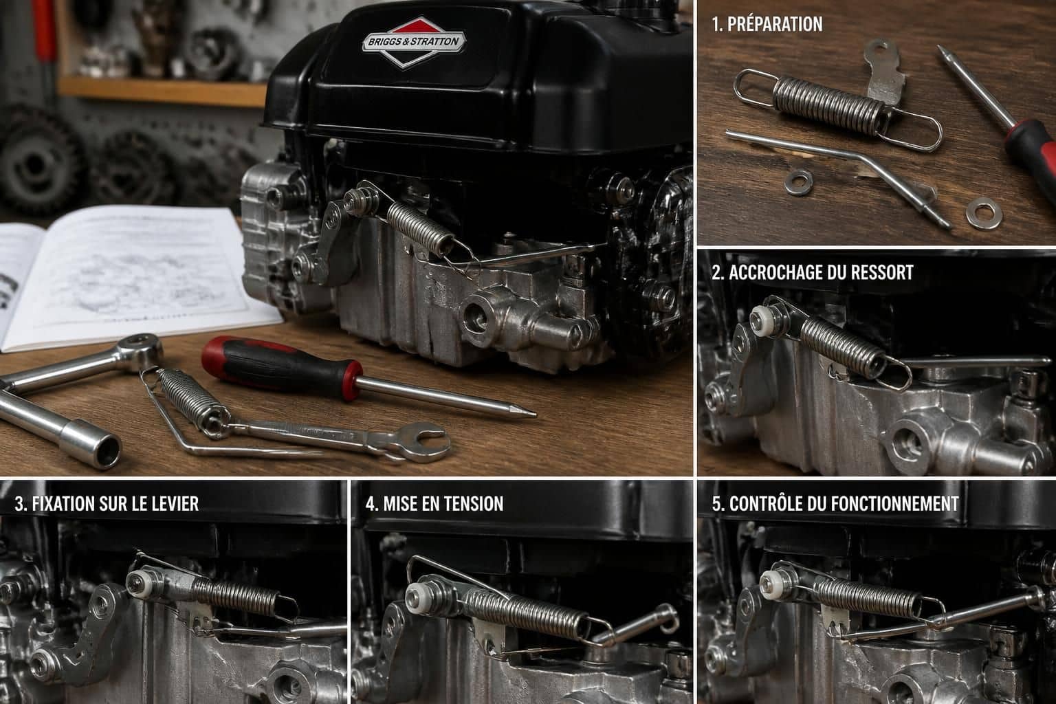découvrez les étapes détaillées et conseils pratiques pour le montage du ressort régulateur sur un moteur briggs et stratton, et assurez un fonctionnement optimal de votre moteur.